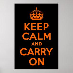 Orangefarbene Schwarze halten ruhig und tragen wei Poster