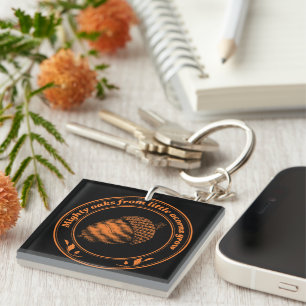 Orangefarbene schwarze Mighty Eichen aus kleinen E Schlüsselanhänger