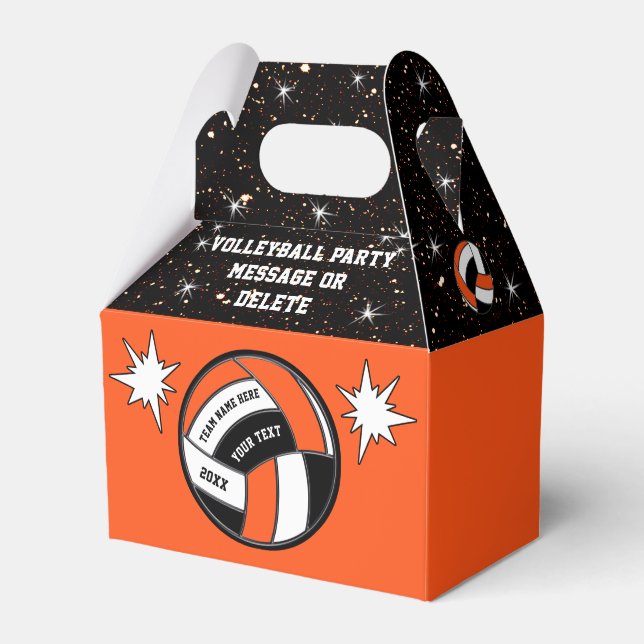 Orangefarbene, schwarze, Personalisierte, Volleyba Geschenkschachtel (Vorderseite)