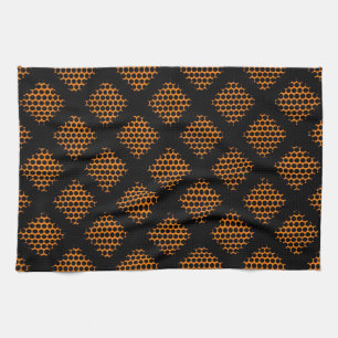 Orangefarbene, schwarze Retro-Kreise und Punkte Küchentuch