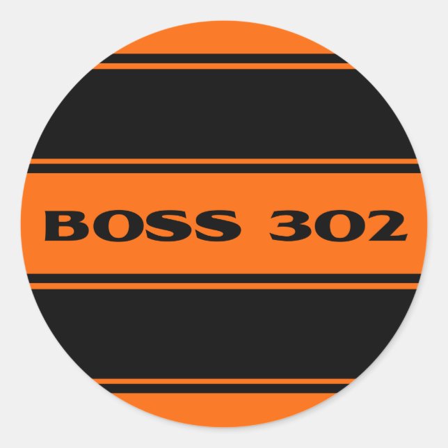 Orangefarbene schwarze Streifen Boss 302 Motoraufk Runder Aufkleber (Vorderseite)