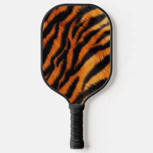 Orangefarbene schwarze Tiger Streifen und Zebra Pickleball Schläger