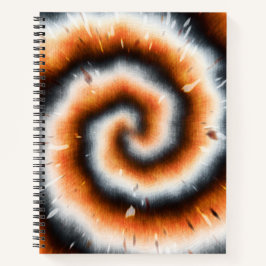 Orangefarbene, schwarze und weiße Gefärbte Krawatt Notizbuch