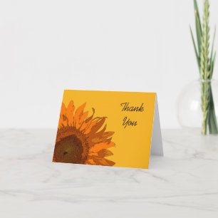 Orangefarbene Sonnenblume auf Gelb Vielen Dank Dankeskarte