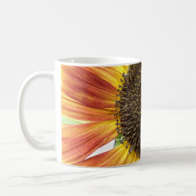 Orangefarbene Sonnenblume Tasse (Links)