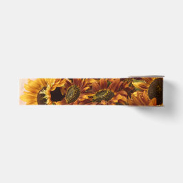 Orangefarbene Sonnenblumen im Körbchen Ripsband