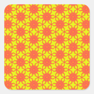 Orangefarbene Sternexplosion Blume Quadratischer Aufkleber