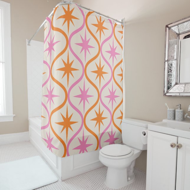 Orangefarbene Sternexplosionen aus dem Mittelalter Duschvorhang (Beispiel)
