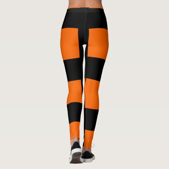 Orangefarbene Streifen Leggings (Rückseite)