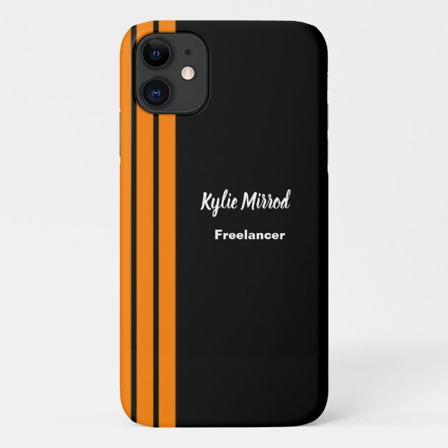 Orangefarbene Streifen schwarz Case-Mate iPhone Hülle (Rückseite)