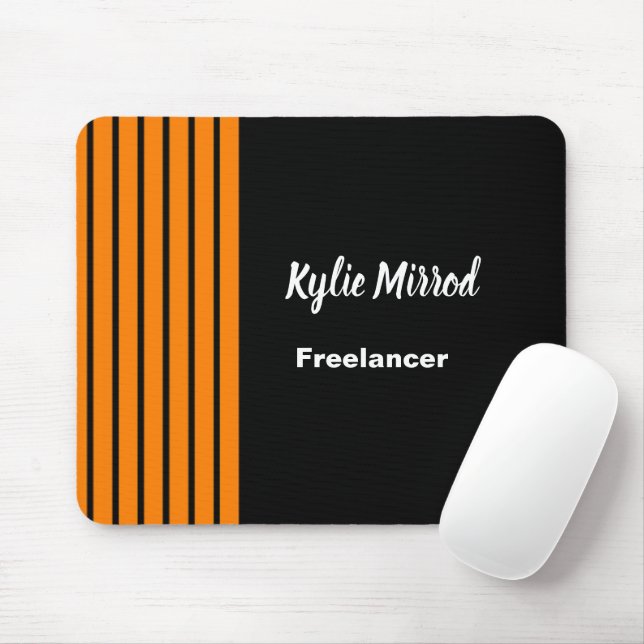 Orangefarbene Streifen schwarz Mousepad (Mit Mouse)