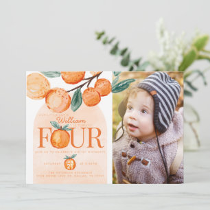 Orangefarbene Süsse zum 4. Geburtstag Party Einladung
