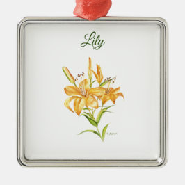 Orangefarbene Tigerlilie Aquarelltöne Ornament Aus Metall