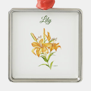 Orangefarbene Tigerlilie Aquarelltöne Ornament Aus Metall