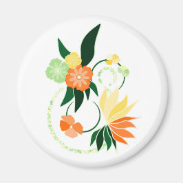 Orangefarbene Tropenblumen Magnet