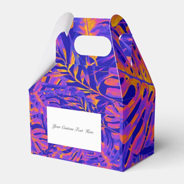 Orangefarbene tropische Blätter Süß 16 Geschenkschachtel (Vorderseite)