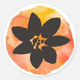 Orangefarbene tropische Blume Runder Aufkleber