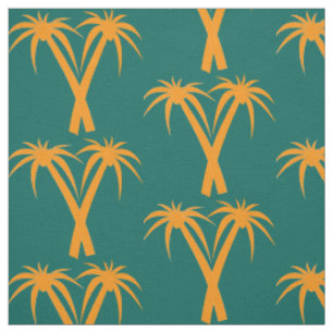 Orangefarbene tropische Retro-Palmen Stoff