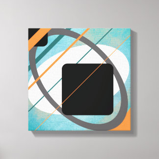 Orangefarbene und Aquamarine geometrische Konstruk Leinwanddruck