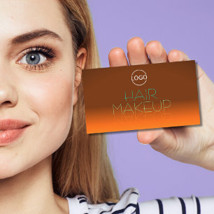 Orangefarbene und Aquamarine Spiegelbriefe mit Log Visitenkarte