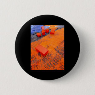 Orangefarbene und blaue Abstrakte Bio Kunststoffe Button