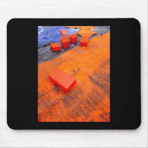 Orangefarbene und blaue Abstrakte Bio Kunststoffe Mousepad