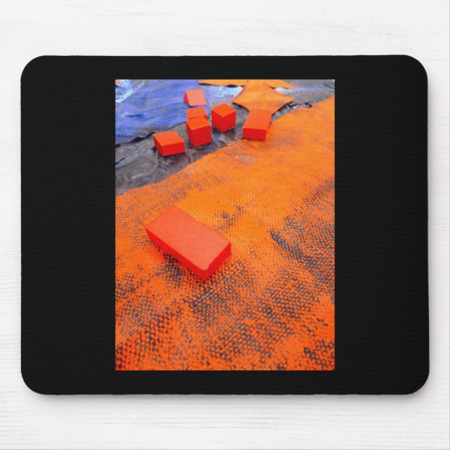 Orangefarbene und blaue Abstrakte Bio Kunststoffe Mousepad (Vorne)