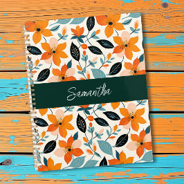 Orangefarbene und blaue Folien und Blume Personali Planer
