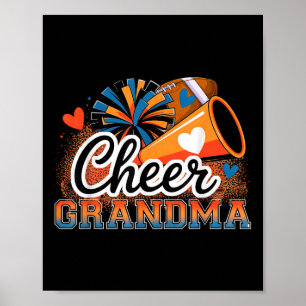 Orangefarbene und blaue Fußballee Grandma für Frau Poster