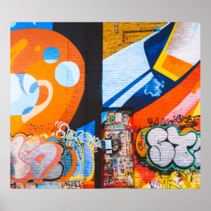 Orangefarbene und blaue Graffiti Poster