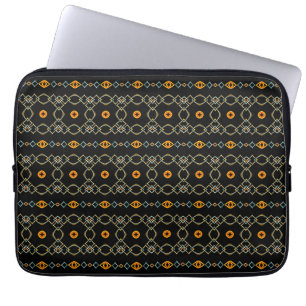 Orangefarbene und blaue Ketten und Knoten Laptopschutzhülle