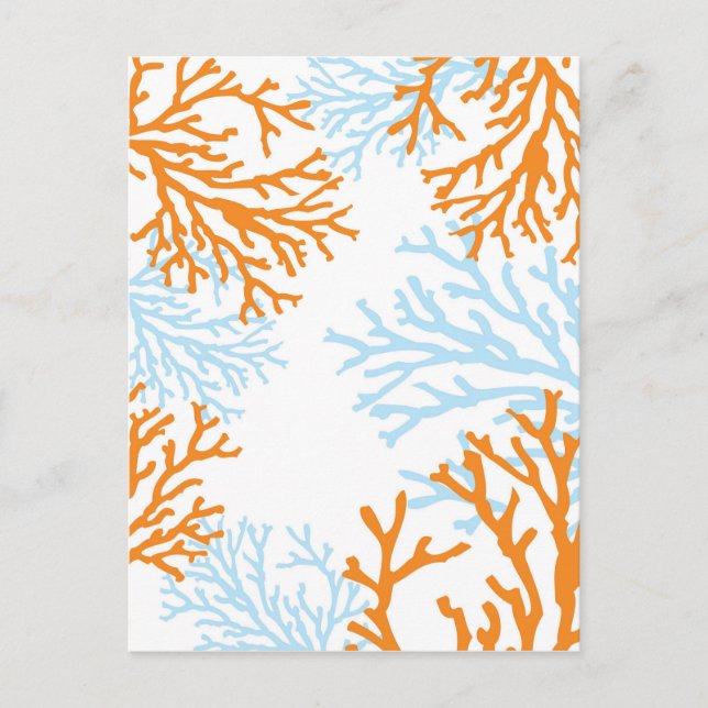Orangefarbene und Blue Coral Postkarten (Vorderseite)