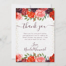 Orangefarbene und braun Autumnale Blume Süß 16 Dankeskarte