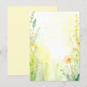 Orangefarbene und gelbe Aquarellfarben Blütenhochz Einladung