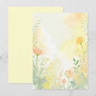 Orangefarbene und gelbe Aquarellfarben Blütenhochz Einladung
