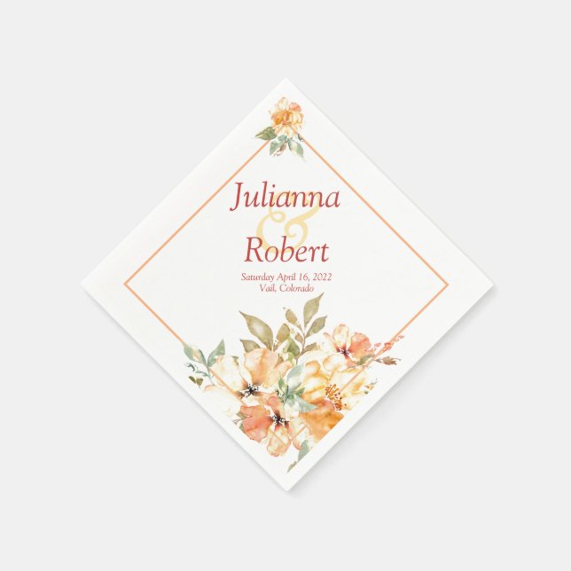 Orangefarbene und gelbe Blumenservietten Serviette (Ecke)