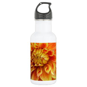Orangefarbene und gelbe Dahlien-Blume Edelstahlflasche