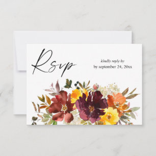 Orangefarbene und gelbe goldfarbene Blüte mit RSVP Karte