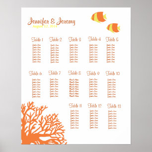 Orangefarbene und gelbe tropische Fischsitze Poster