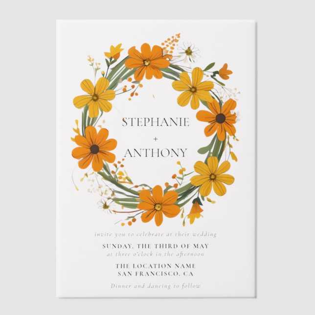 Orangefarbene und gelbe Wilde Blume-Trauung (Vorderseite)