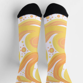 Orangefarbene und gelbe Wirbel mit Punkten Socken