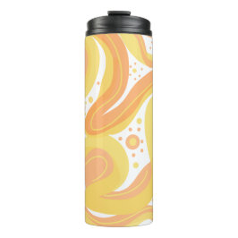 Orangefarbene und gelbe Wirbel mit Punkten Thermosbecher