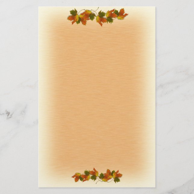Orangefarbene und goldene Herbstblätter Briefpapier (Vorderseite)