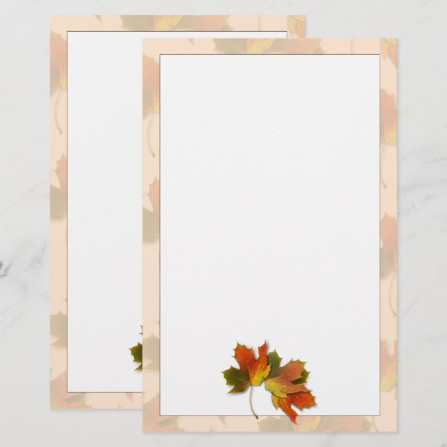 Orangefarbene und goldene Herbstblätter Briefpapier (Vorne/Hinten)