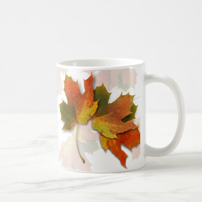 Orangefarbene und goldene Herbstblätter Kaffeetasse (Rechts)