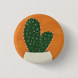 Orangefarbene und graue Acrylkakteen Button