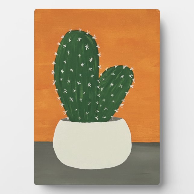 Orangefarbene und graue Acrylkakteen Fotoplatte (Vorderseite)