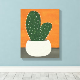 Orangefarbene und graue Acrylkakteen Leinwanddruck