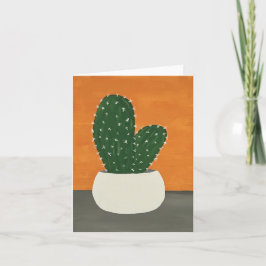 Orangefarbene und graue Akrylkaktus Karte