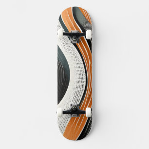 Orangefarbene und graue Kurven mit Texturen Skateboard